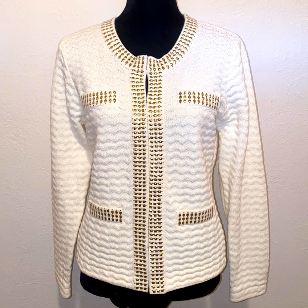 MICHAEL SIMON STUDIO JEWELED SWEATER SZ L